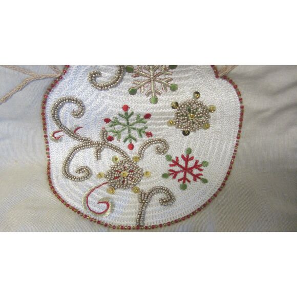 NEW IN PACKAGE ADORABLE BEADED EMBROIDERED SNOWMAN TABLE RUNNER 14x72" - Picture 2 of 5